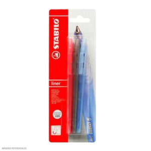 Bolígrafo Stabilo Liner X 3 Und Azul/Negro/Rojo