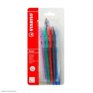 Bolígrafo Stabilo Liner X 5 Und A/N/R/Vio/Vd