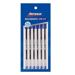Bolígrafo Artesco Cr31 Azul X 6 Und