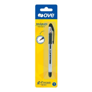 Bolígrafo Ove Go1 Negro Con Grip Tinta Líquida X 1 Und