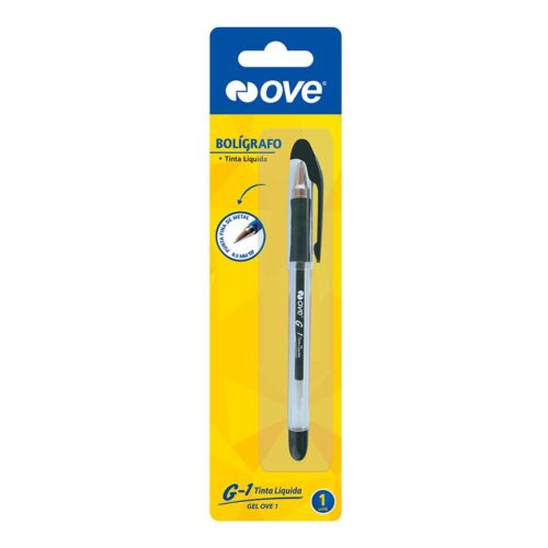 Bolígrafo Ove Go1 Negro Con Grip Tinta Líquida X 1 Und
