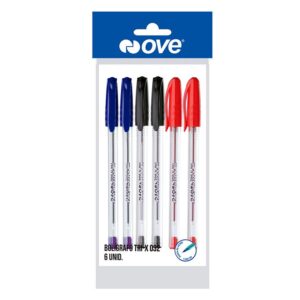 Bolígrafo Ove Tri-X 032 Blíster X 6 Und (Azul / Rojo / Negro)