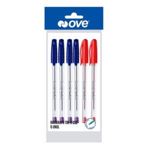 Bolígrafo Ove Tri-X 032 Blíster X 6 Und (Azul / Rojo)