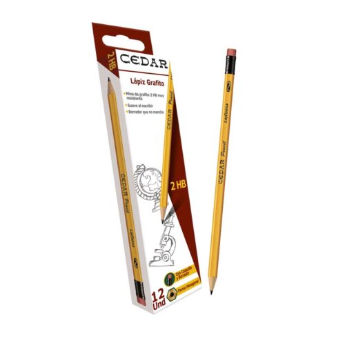 Lápiz 2Hb Grafito Layconsa Con Borrador Caja X 12 Und