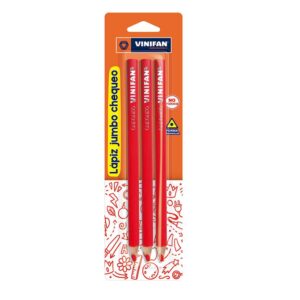 Lápiz Chequeo Rojo Jumbo Vinifan Blíster X 3 Und