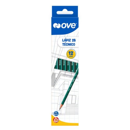 Lápiz 2B Técnico Ove Con Borrador Caja X 12 Und