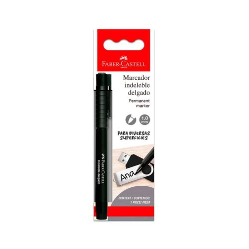 Plumón Indeleble Delgado Faber Castell Negro