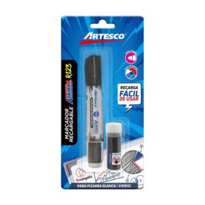 Plumón Para Pizarra  + Cartucho De Repuesto Artesco Acrimax R123 Negro X 1 Und