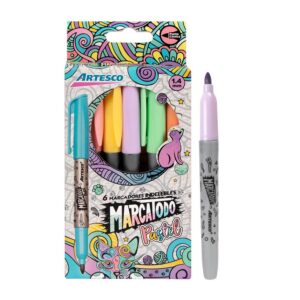 Plumón Indeleble Delgado Artesco Marcatodo Pastel X 6 Und