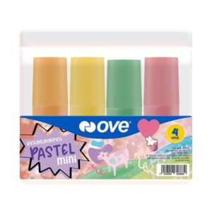Mini Plumón Resaltador Ove Pastel X 4 Und